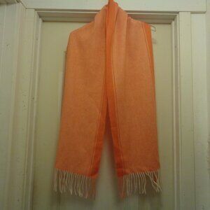 SWEET ORANGE  BARS CASHMERE WOOL LONG SCARF W FRINGE